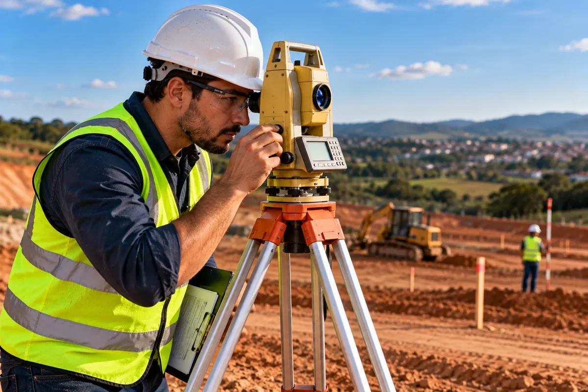 Profissional técnico em Agrimensura trabalhando