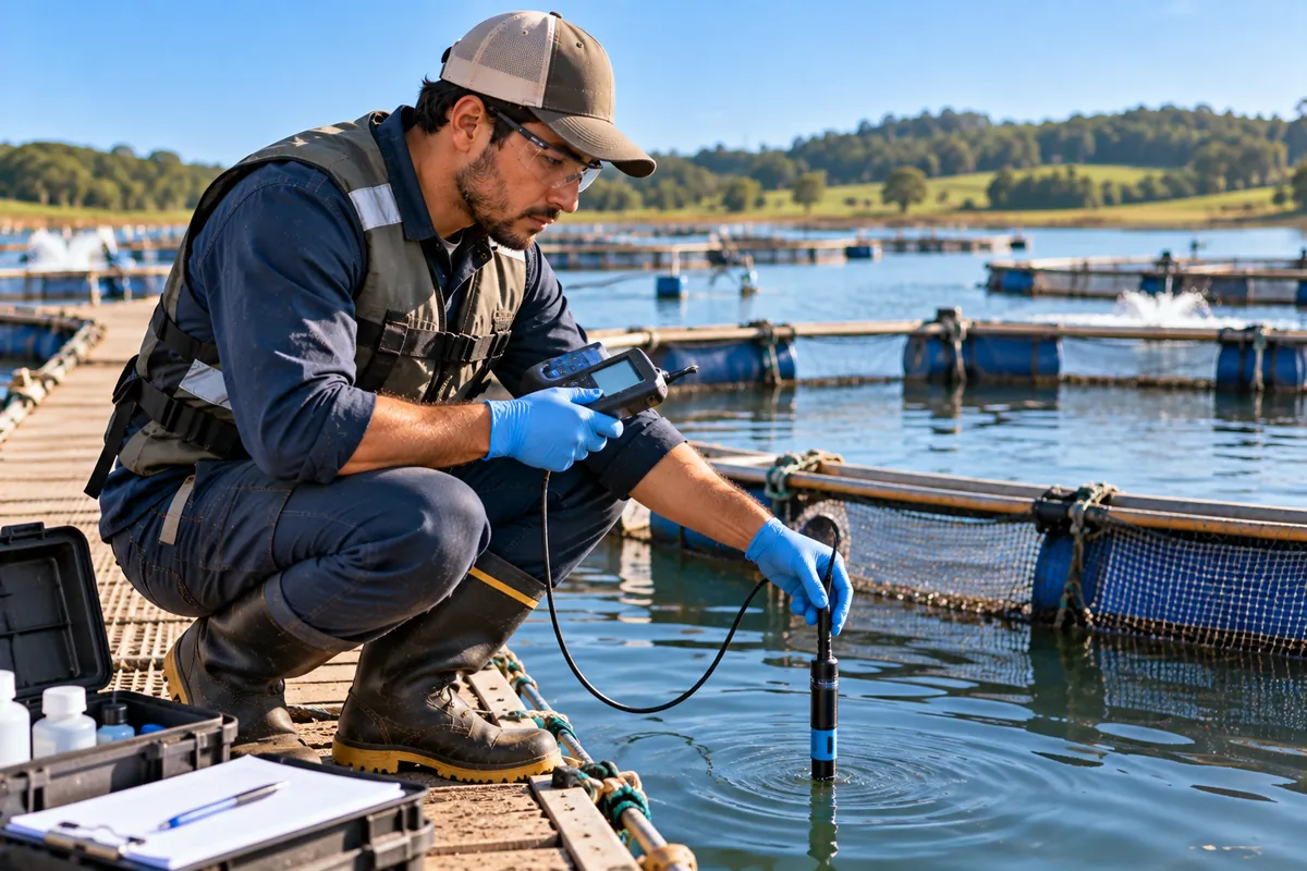 Profissional técnico em Aquicultura trabalhando