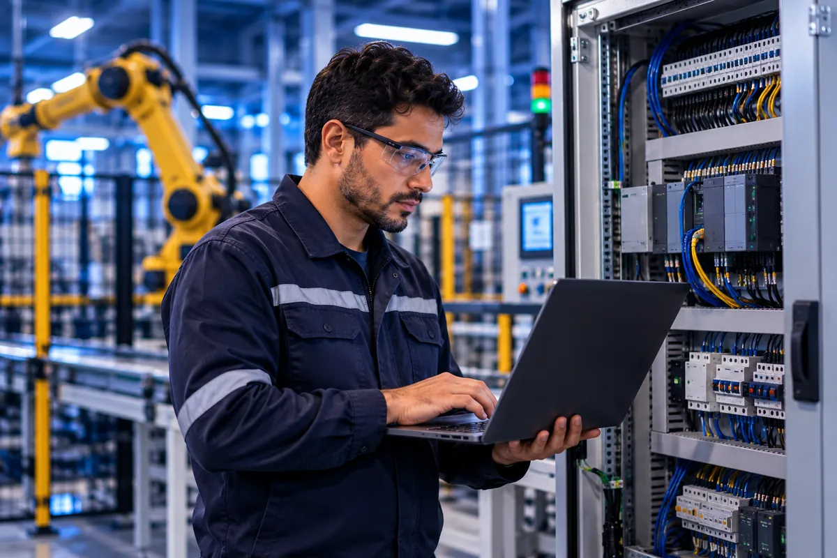 Profissional técnico em Automação Industrial trabalhando