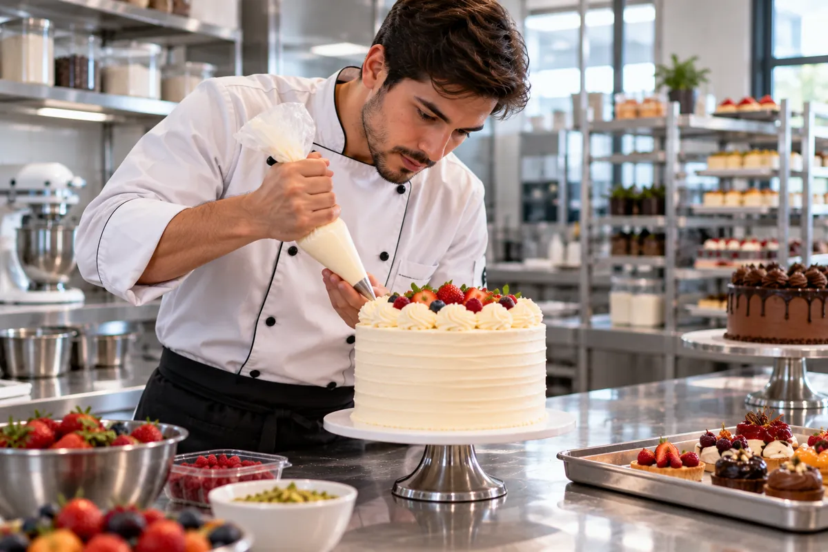 Profissional técnico em Confeitaria trabalhando