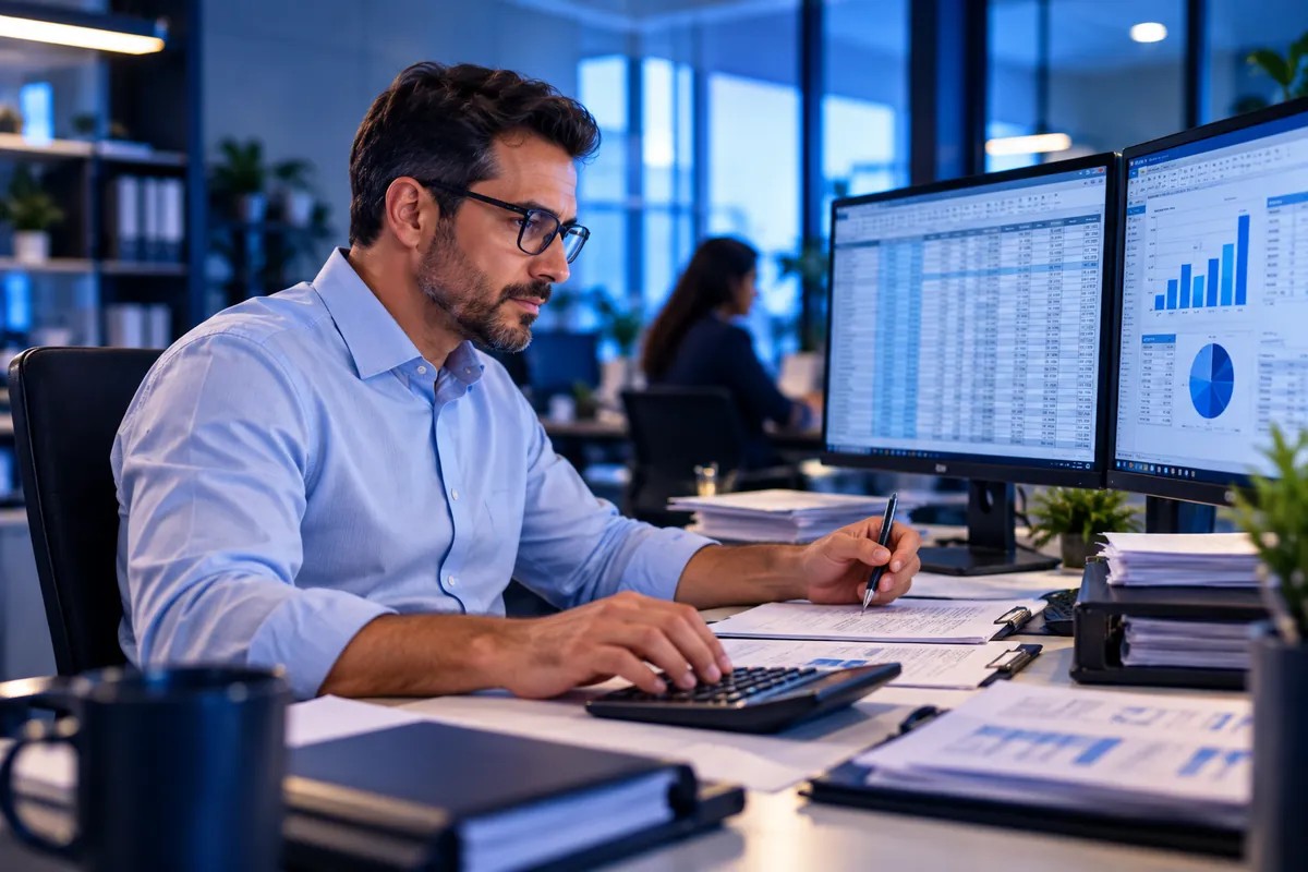 Profissional técnico em Contabilidade trabalhando