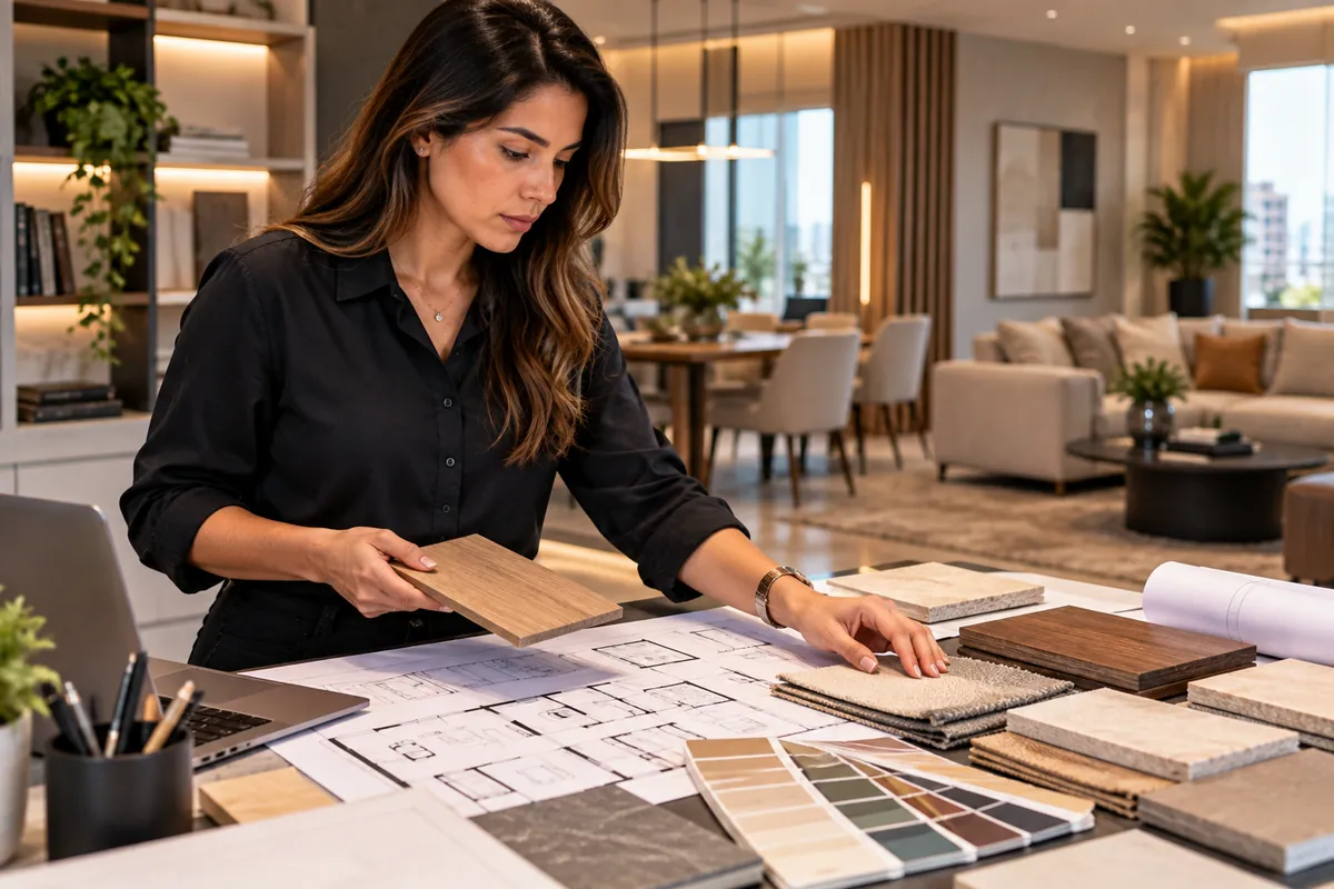 Profissional técnico em Design de Interiores trabalhando
