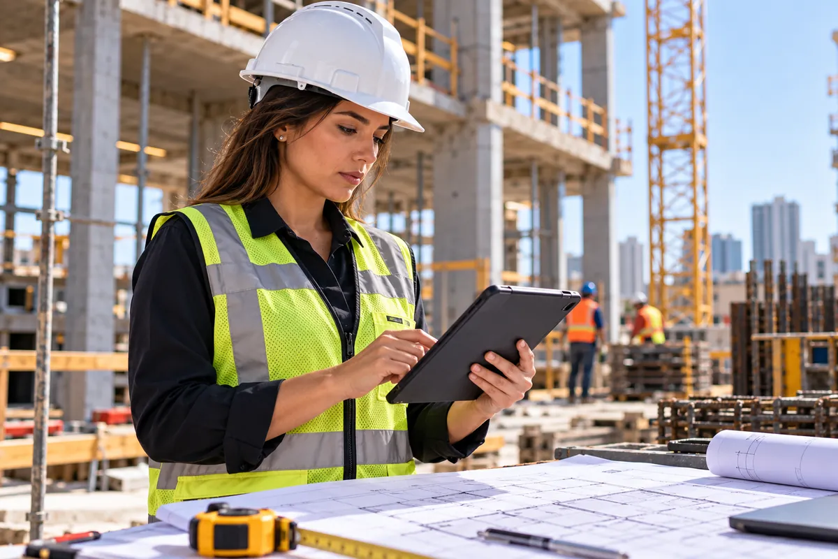 Profissional técnico em Edificações trabalhando