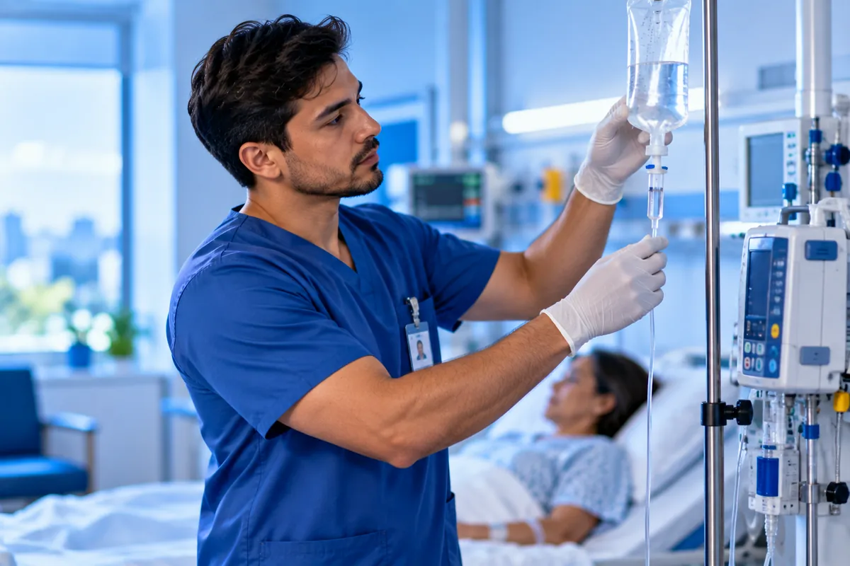 Profissional técnico em Enfermagem trabalhando