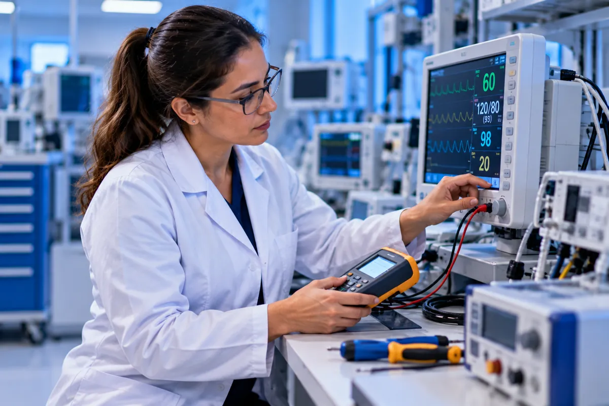 Profissional técnico em Equipamentos Biomédicos trabalhando