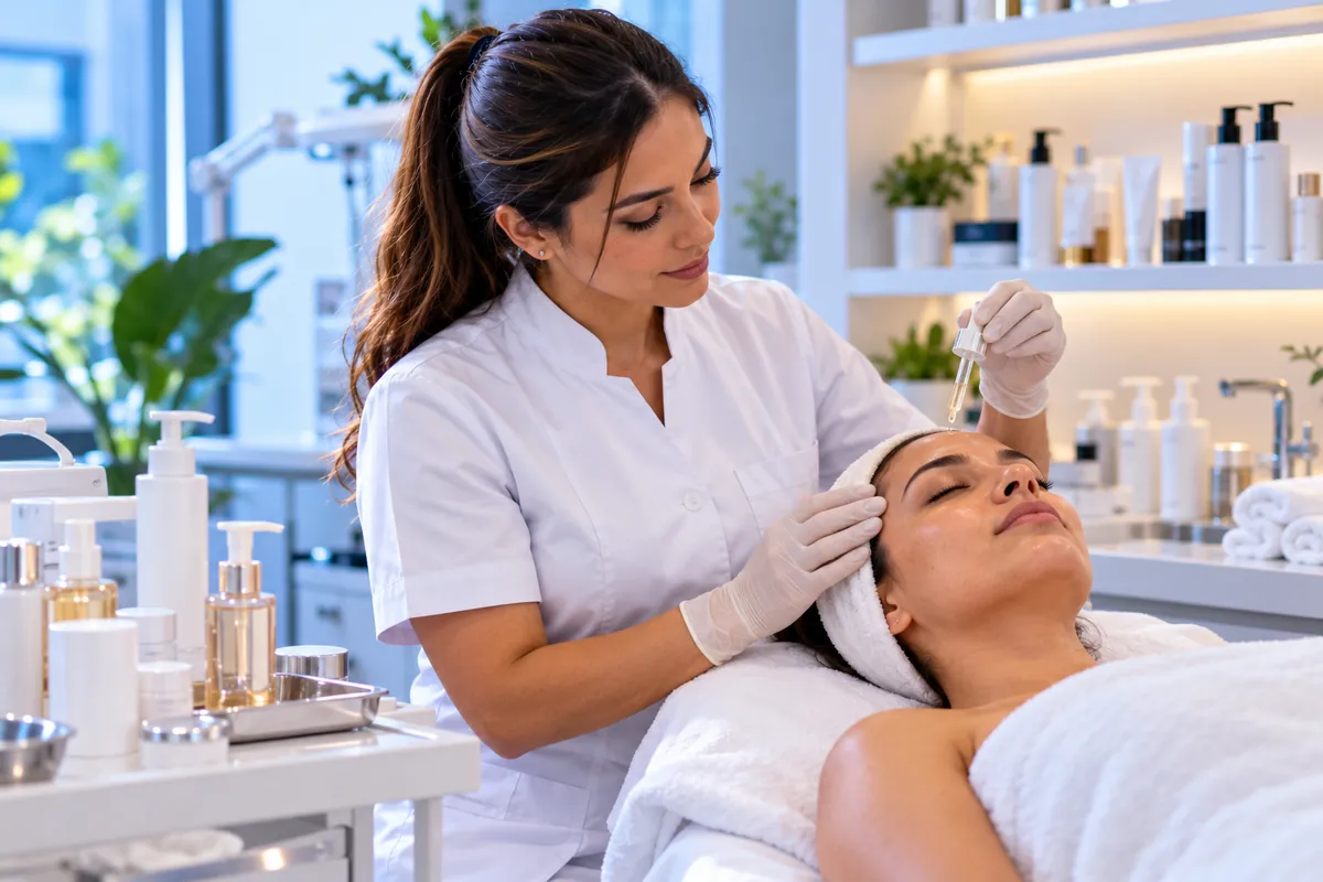 Profissional técnico em Estética e Cosmetologia trabalhando