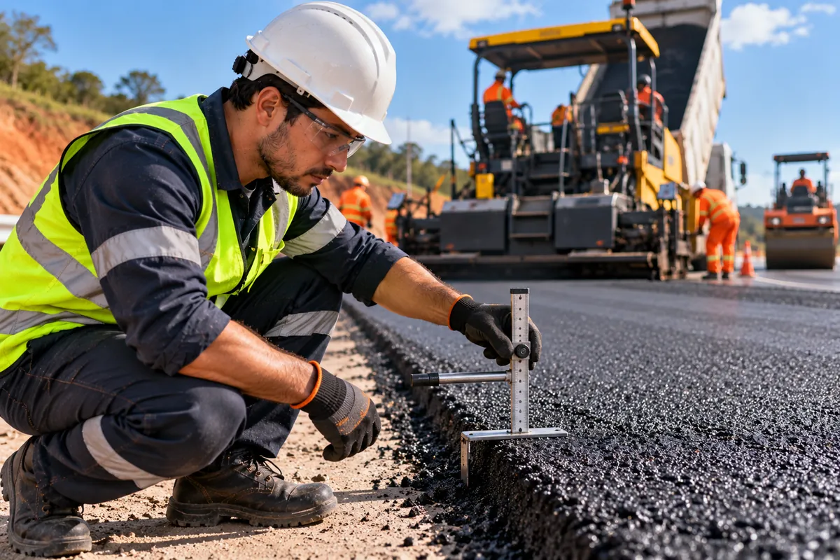 Profissional técnico em Estradas trabalhando