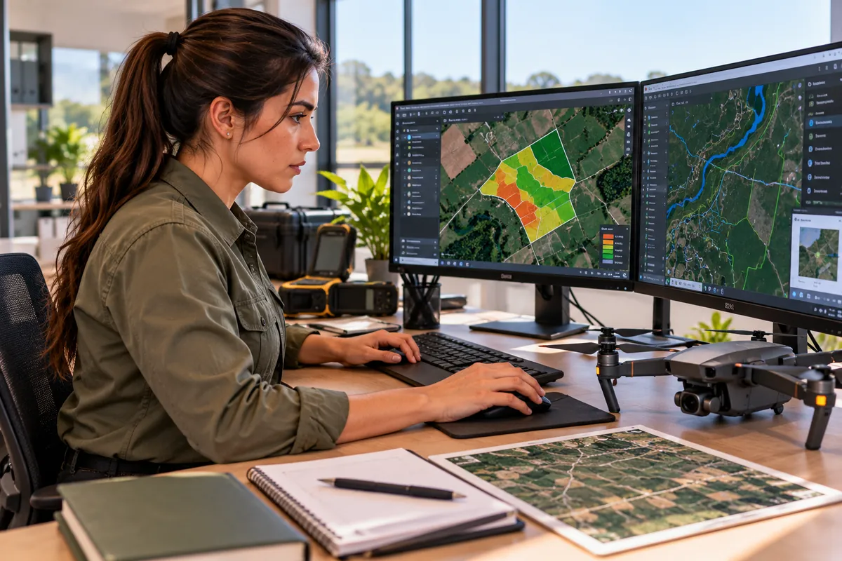 Profissional técnico em Geoprocessamento trabalhando
