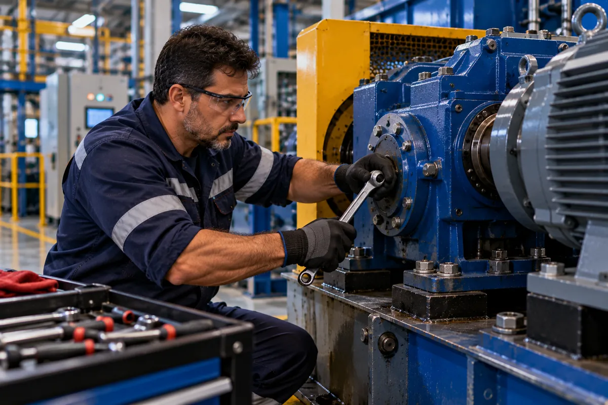Profissional técnico em Manutenção de Máquinas Industriais trabalhando
