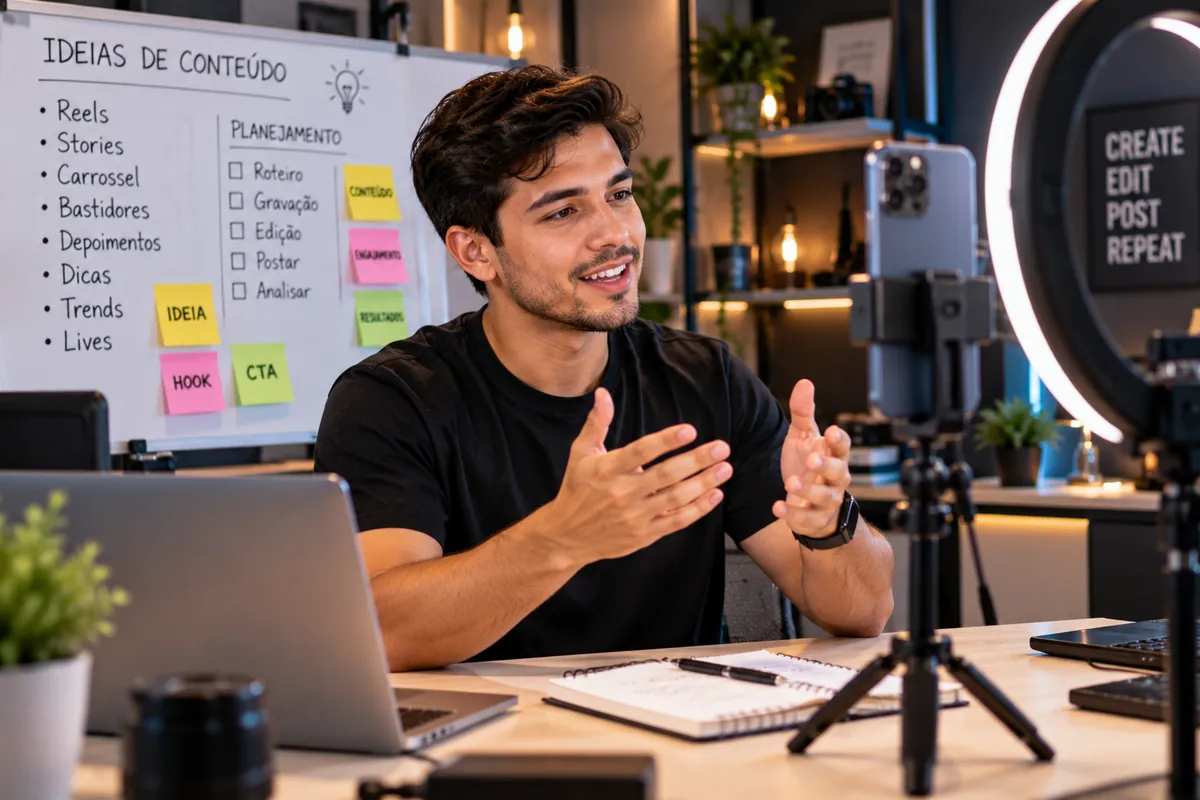 Profissional técnico em Marketing e Comunicação trabalhando