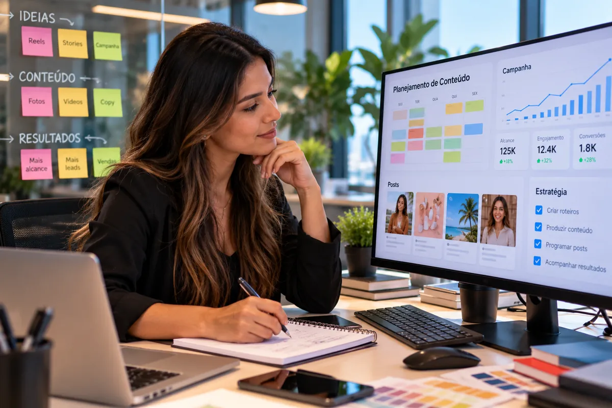 Profissional técnico em Marketing trabalhando