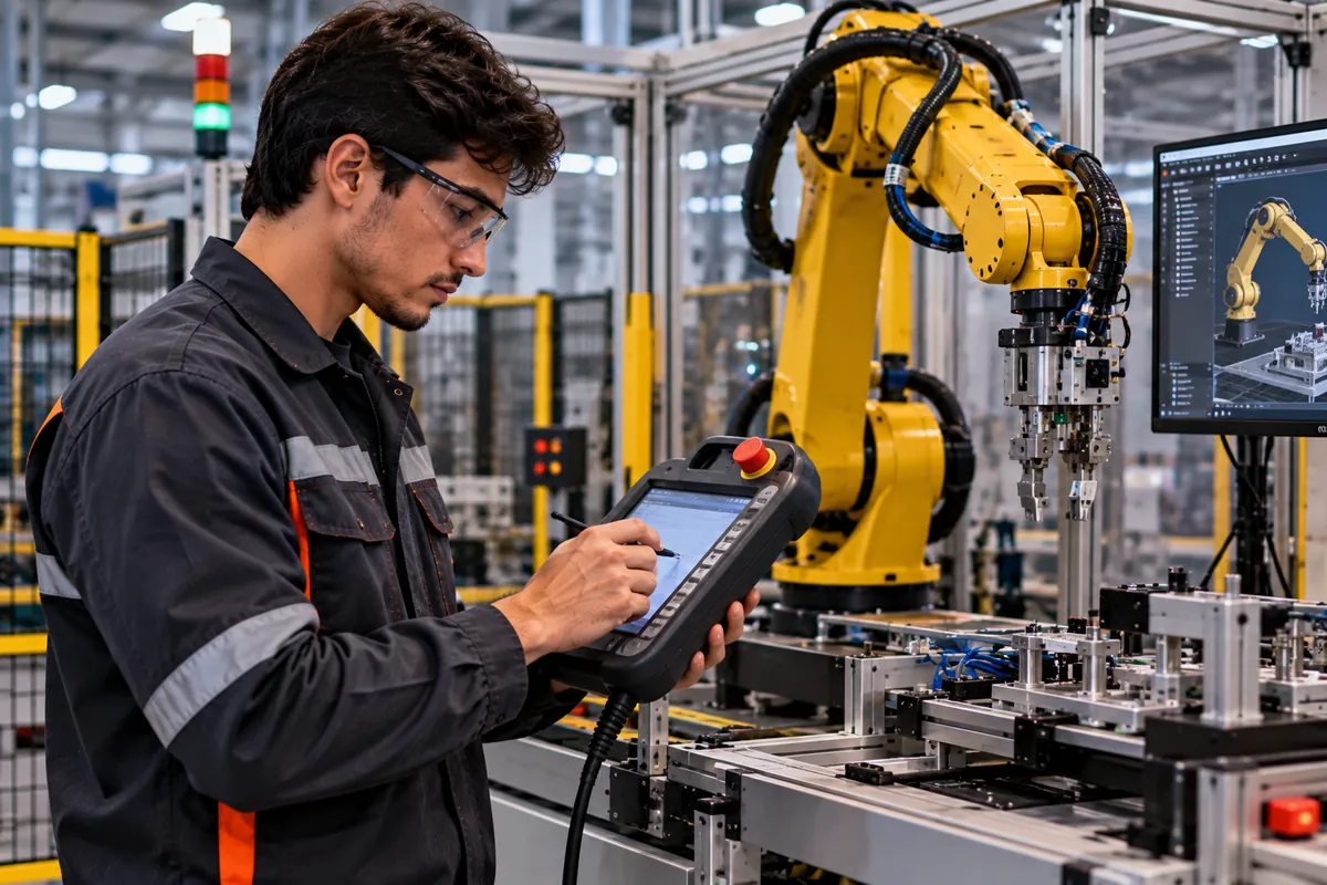 Profissional técnico em Mecatrônica trabalhando