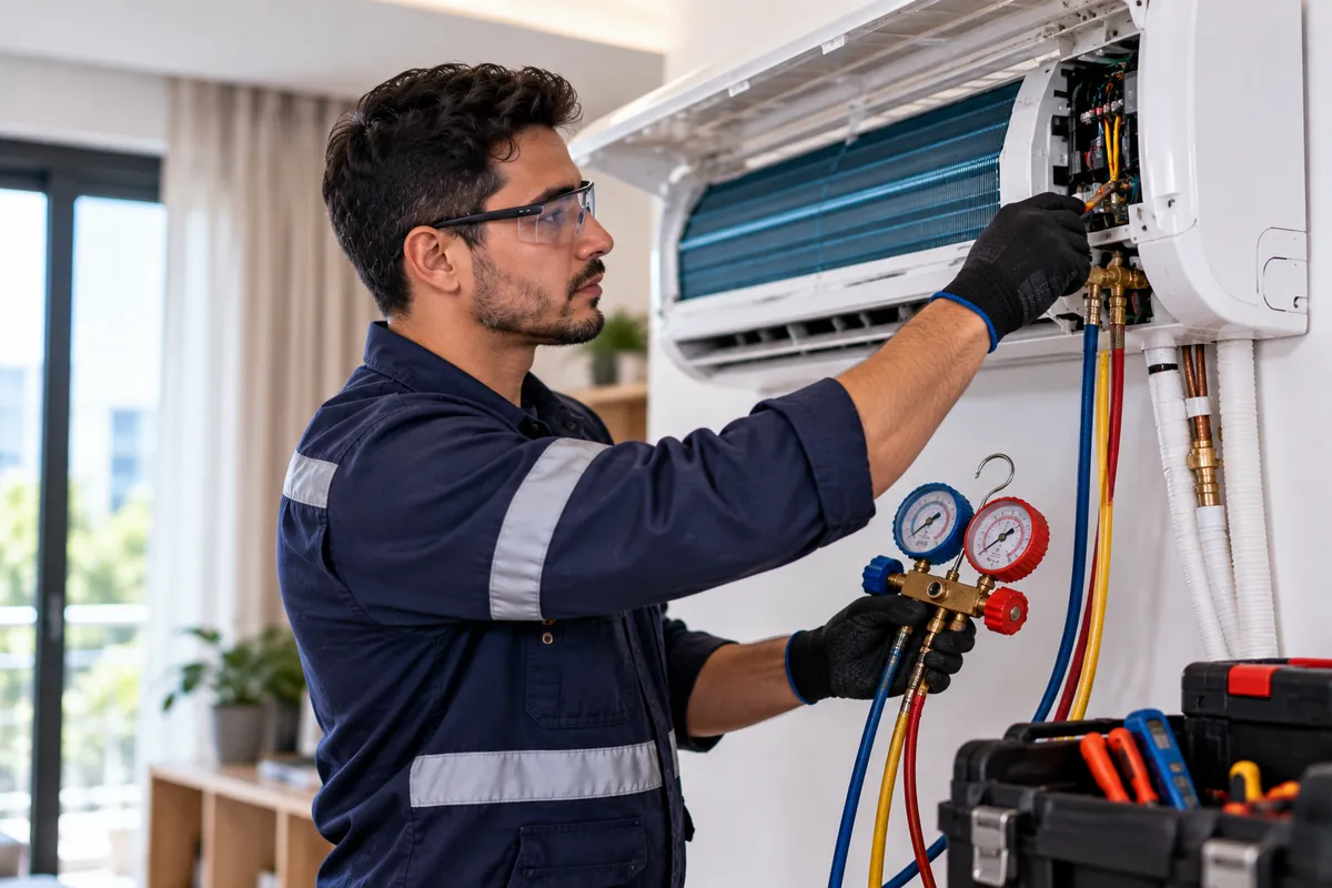 Profissional técnico em Refrigeração e Climatização trabalhando