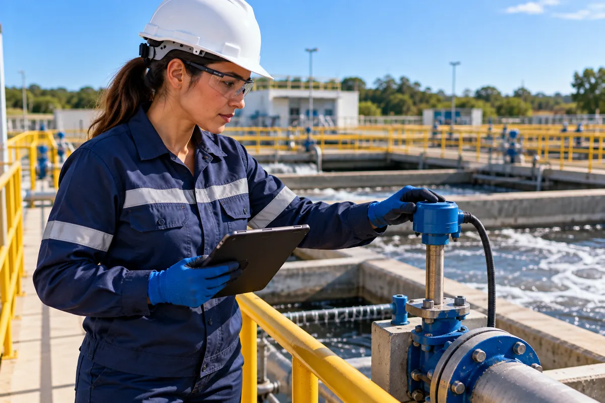 Profissional técnico em Saneamento trabalhando