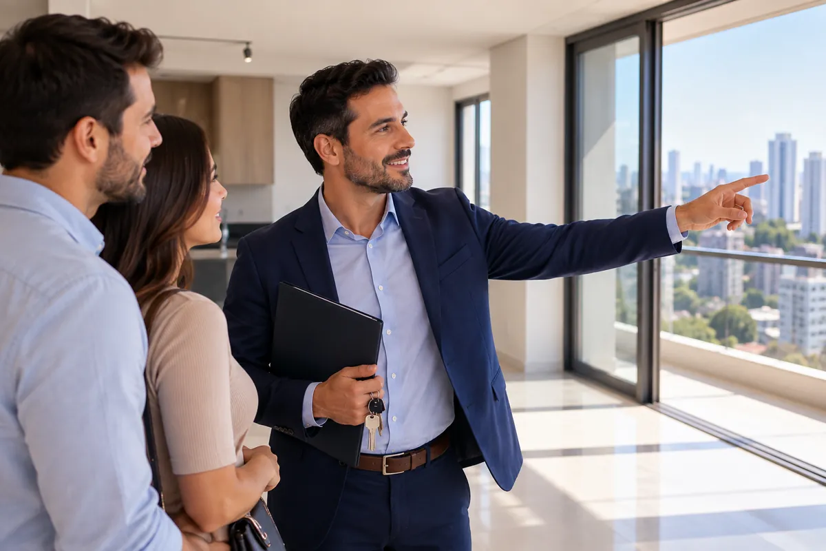 Profissional técnico em Transações Imobiliárias trabalhando